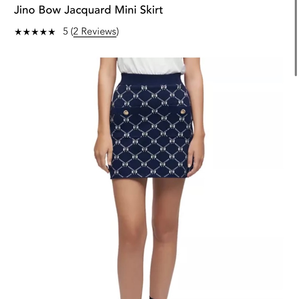 Maje Navy Blue Jacquard Bow Mini Skirt